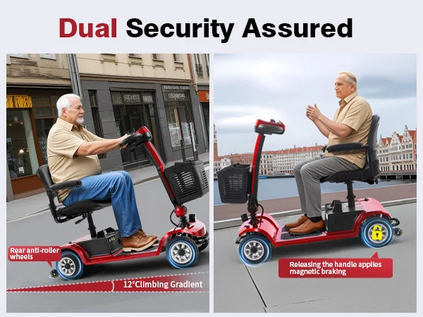 Foldable 4-Wheel Mobility Scooter – 250W, 12Ah Lithium Battery