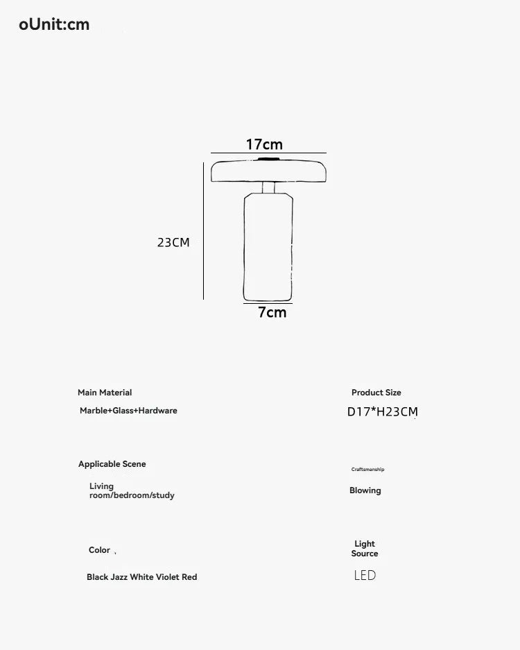 Marble Table Lamp – USB Charging & Touch Dimming