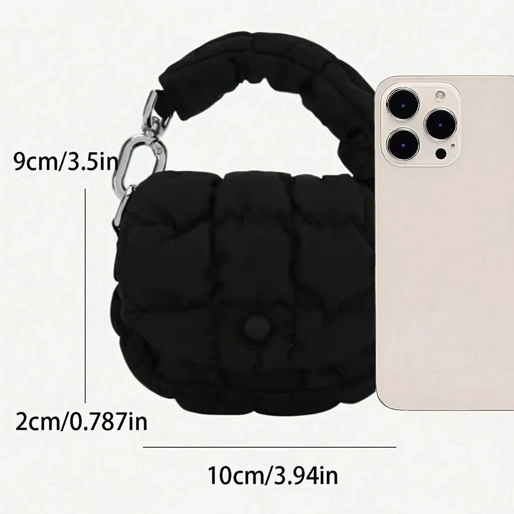 Cotton Pleated Cloud Dumpling Bag – Mini Ruched Flap Top Handle Bag for Shopping & Date