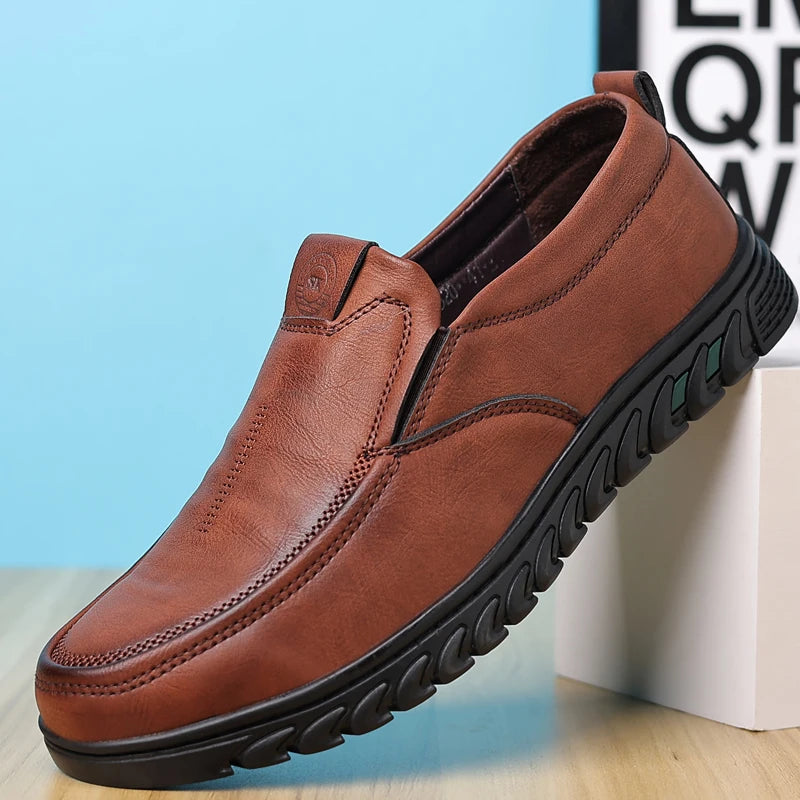 Men's Split Leather Slip-On Loafers