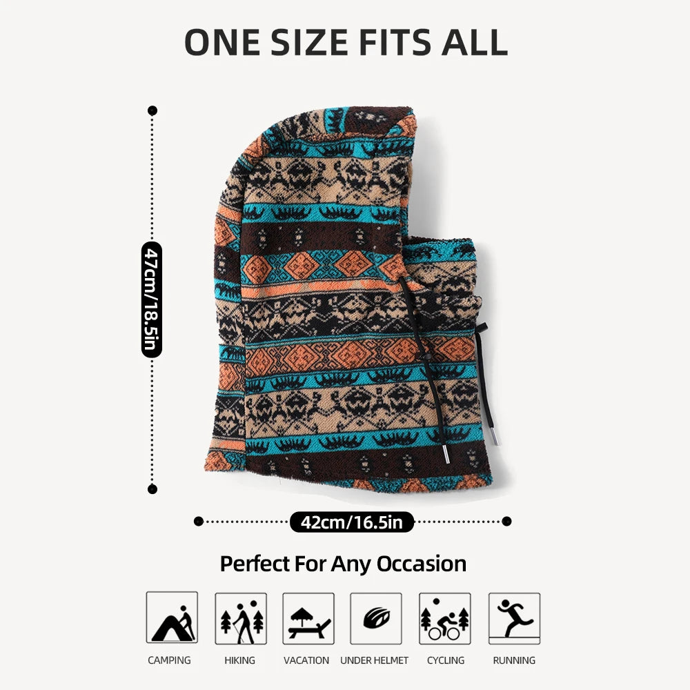 Fleece Balaclava Hood with Drawstring and Neck Warmer