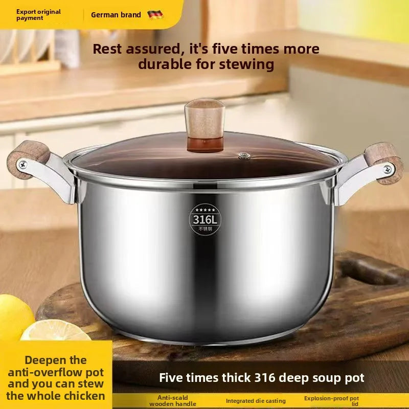 Stainless Steel Soup Pot – Glass Lid & Side Handles