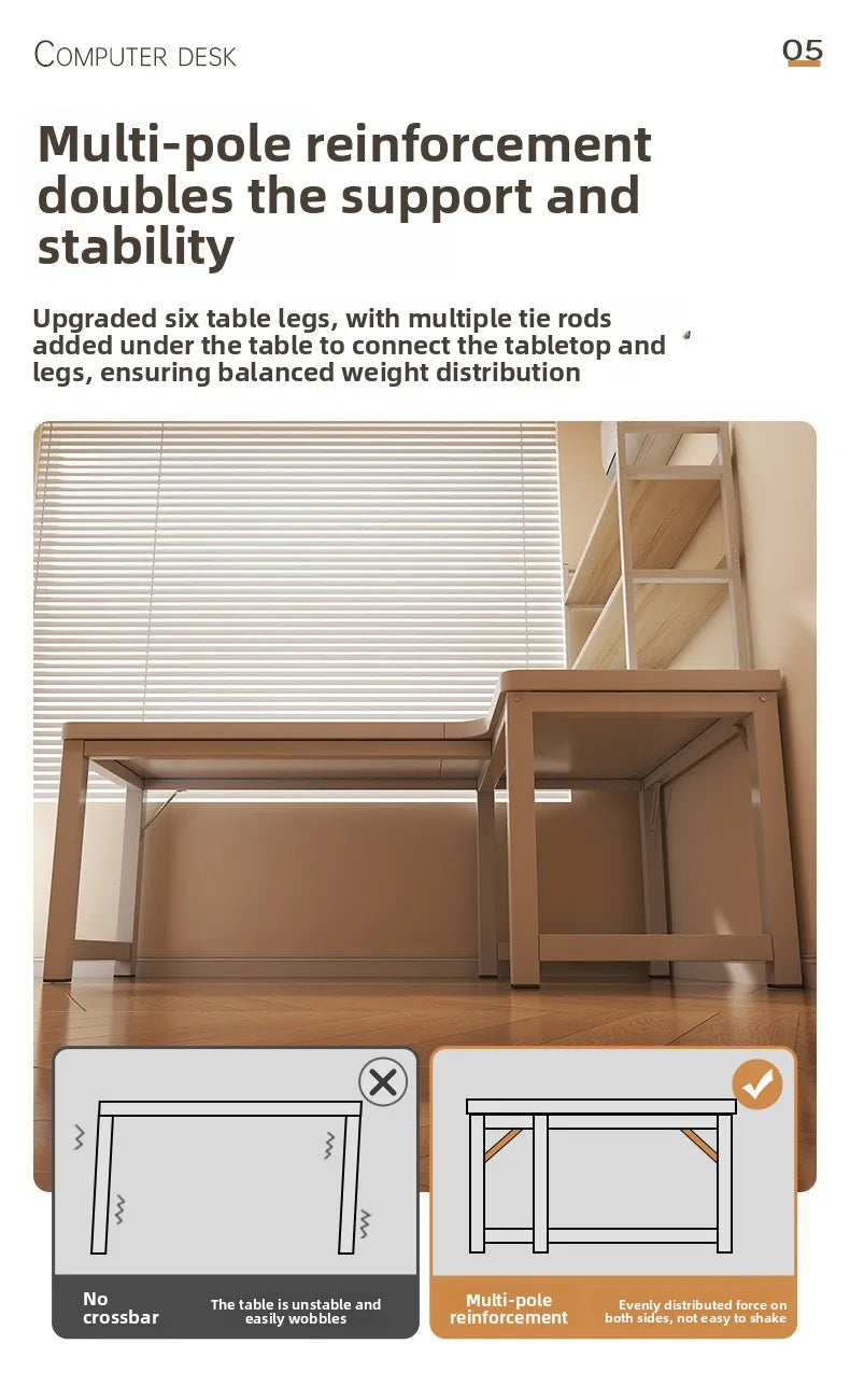L-Shaped Corner Computer Heavy Duty Steel Frame Home Office WorkstationSpace Saving Writing Table for Gaming Bedroom Living