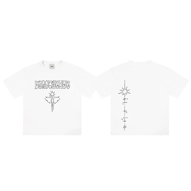 Y2K Harajuku Vintage Tour Graphic Oversized T-Shirt — 100% Cotton Streetwear Tee Unisex