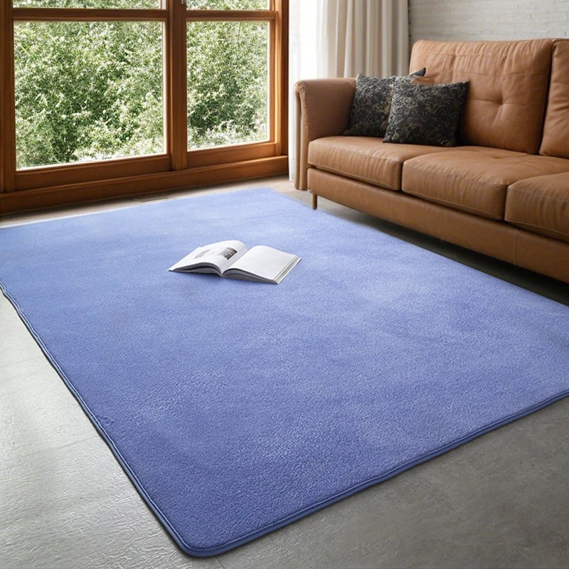 VIKAMA Solid Color Coral Velvet Rug – Soft Non-Slip Kids Play Mat & Bedroom Carpet