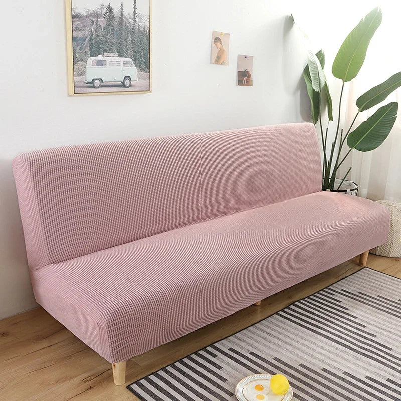 Armless Futon Sofa Bed Cover – Polar Fleece Elastic Slipcover for Folding Furniture & Bench
