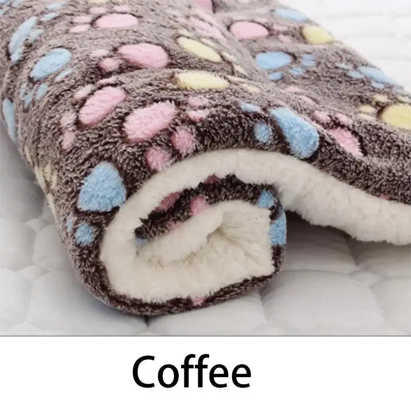 Bear Pattern Pet Sleeping Mat – Soft Thickened Fleece Dog & Cat Bed Blanket Pad, Washable