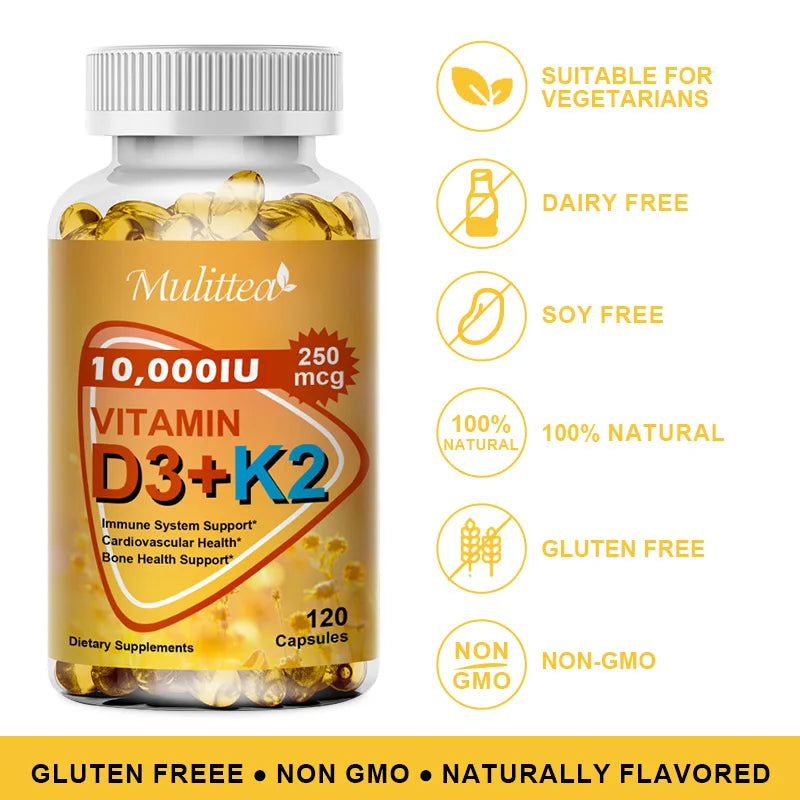 Calcium, Magnesium, Zinc & D3K2 Capsules – Bone, Muscle, Joint & Immune Support, 60 or 120 Capsules