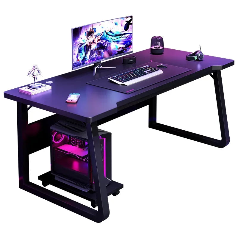 Ergonomic Gaming & Computer Desk — Oak Wood Workstation with Cabinet Storage