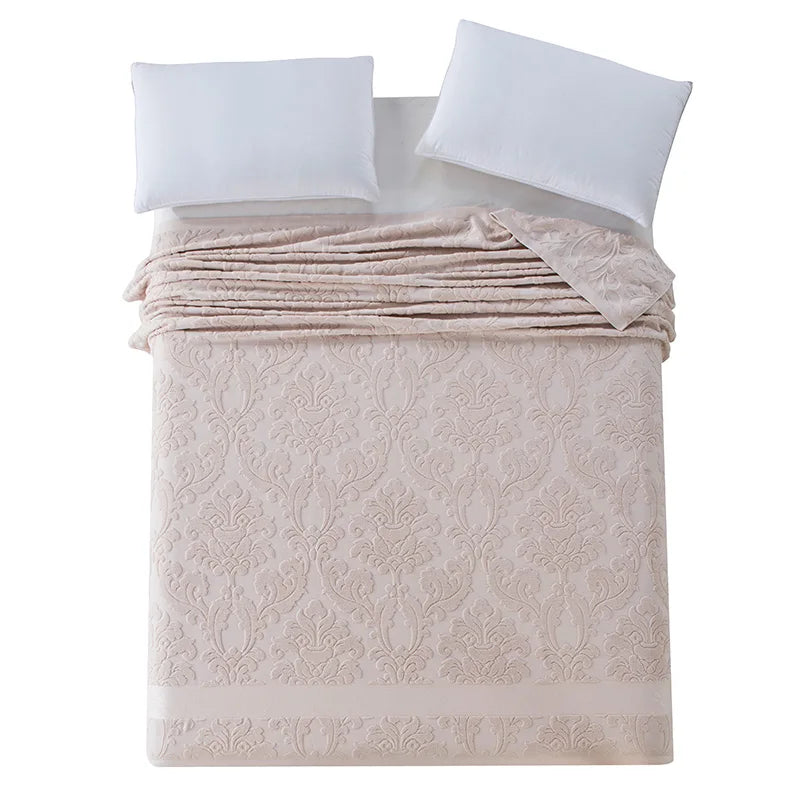 100% Cotton Summer Thread Blanket – Solid Color Towel Bedspread, Twin to Queen