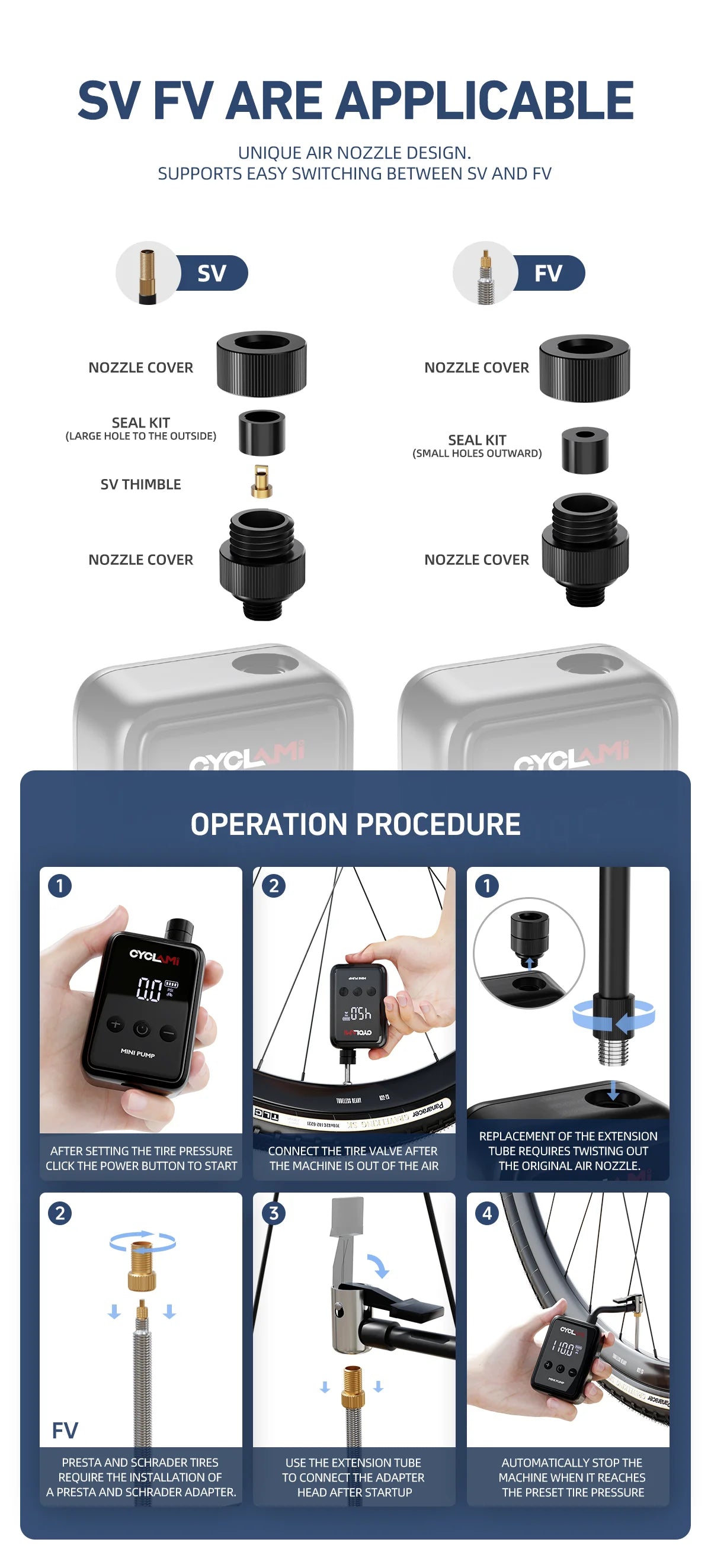 Portable Electric Bike Pump for Presta and Schrader Valves