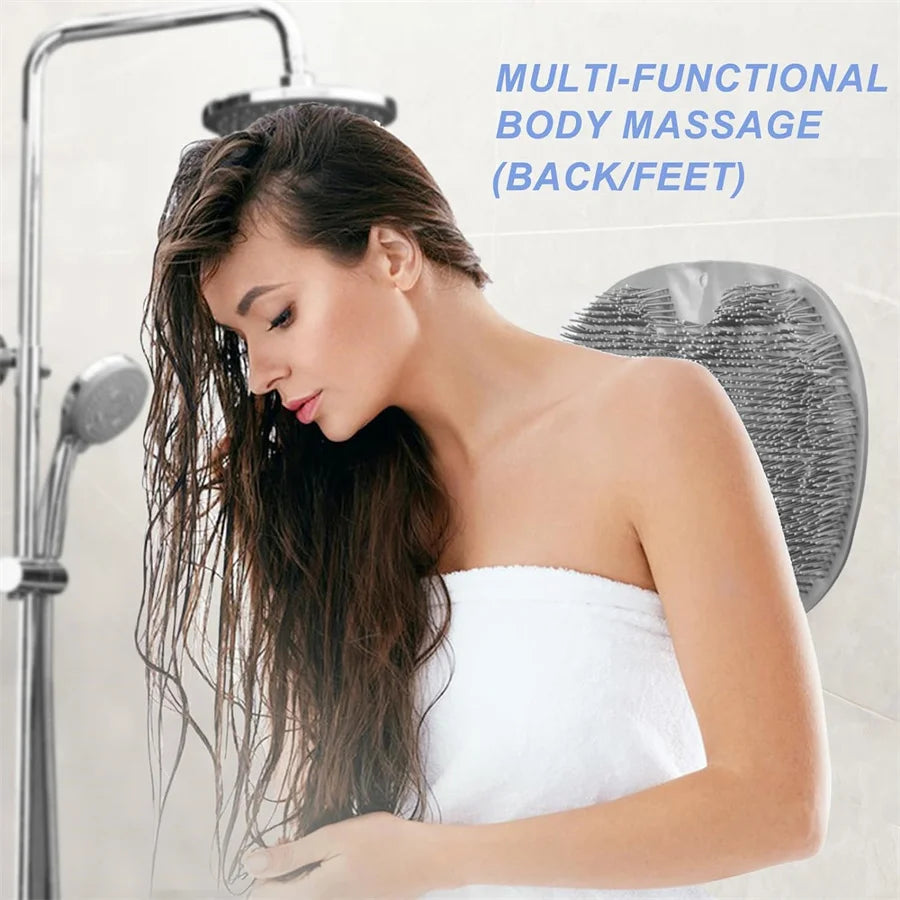 Shower Foot Scrubber Mat – Wall-Mounted Exfoliating Back Washer & Bath Pad with Suction Cups