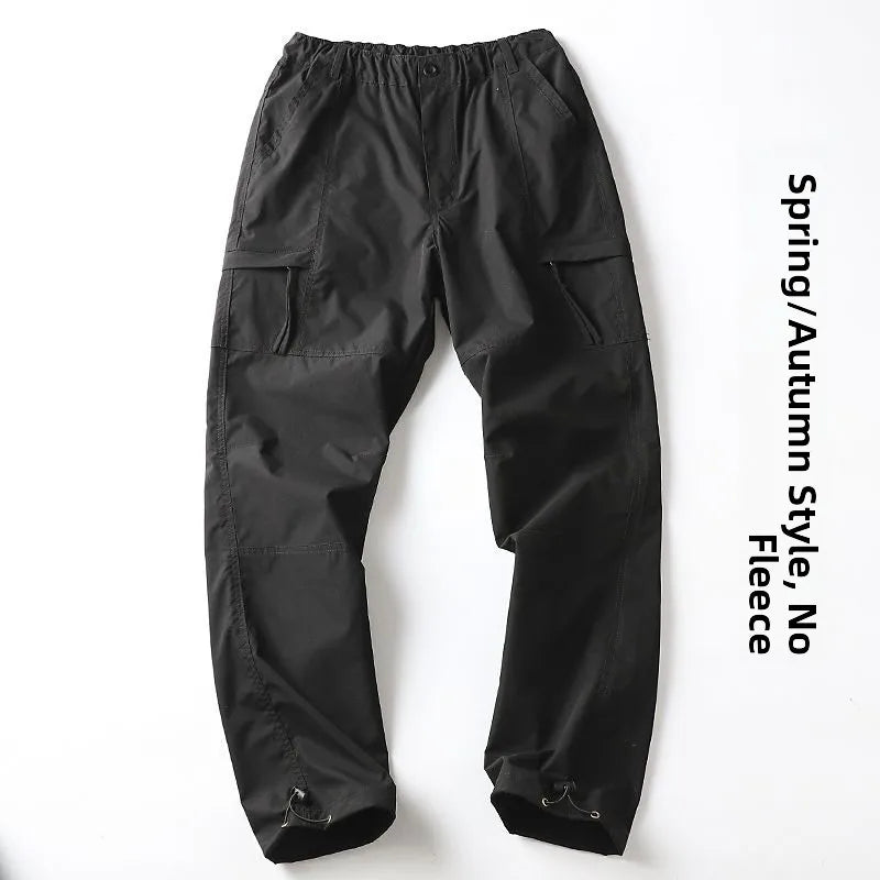 Men's Fleece-Lined Waterproof Hiking Pants — Loose Windproof Outdoor Workwear