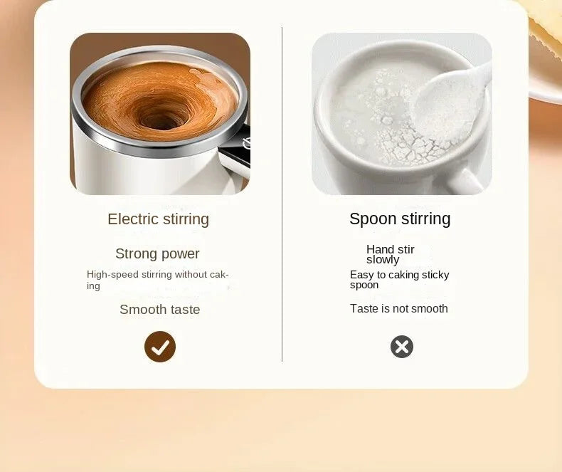 380ml Self-Stirring Electric Coffee Mug – IPX67 Waterproof, LCD Temp Display & USB-C Rechargeable Auto Mixing Cup