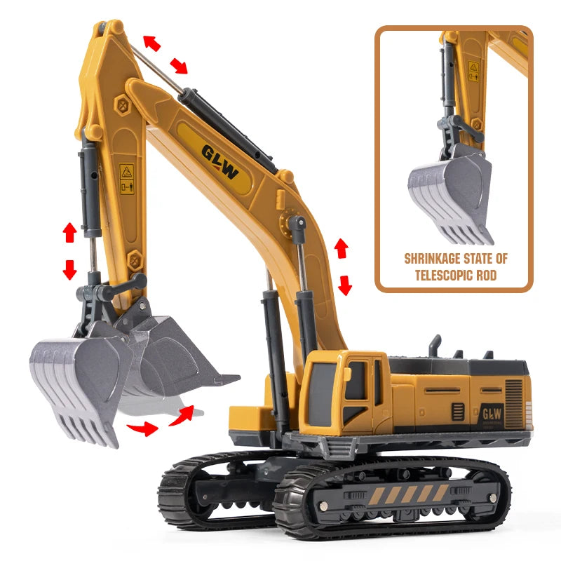 Die-Cast Engineering Vehicle Toy – Excavator, Crane, Bulldozer & Backhoe for Kids