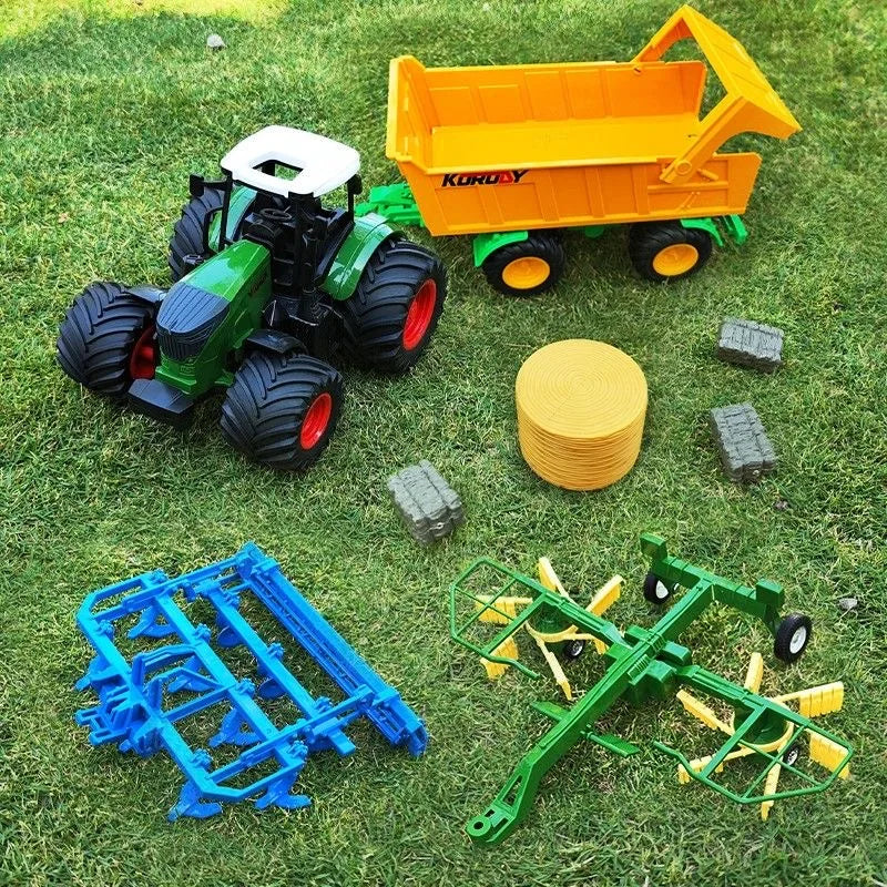 Farm Tractor Toy with Trailer & Accessories – Simulation Farmer Vehicle Set for Kids