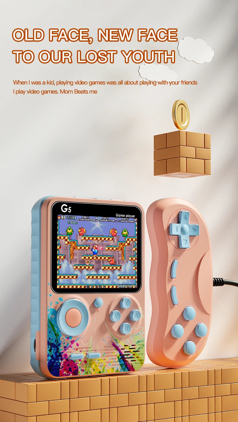 G5 Mini Retro Handheld Game Console – 500 Games, 3-Inch Color LCD, 8-Bit