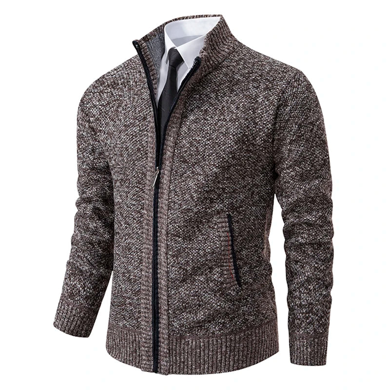 Men's Fleece Zip Cardigan Jacket — Warm Casual Layering Piece