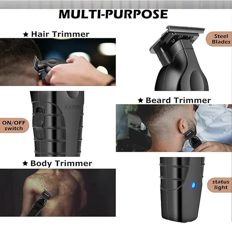 Kemei KM-2299 Cordless Hair Clipper – USB Fast Charge, 180-Min Runtime, Auto Power Adjust