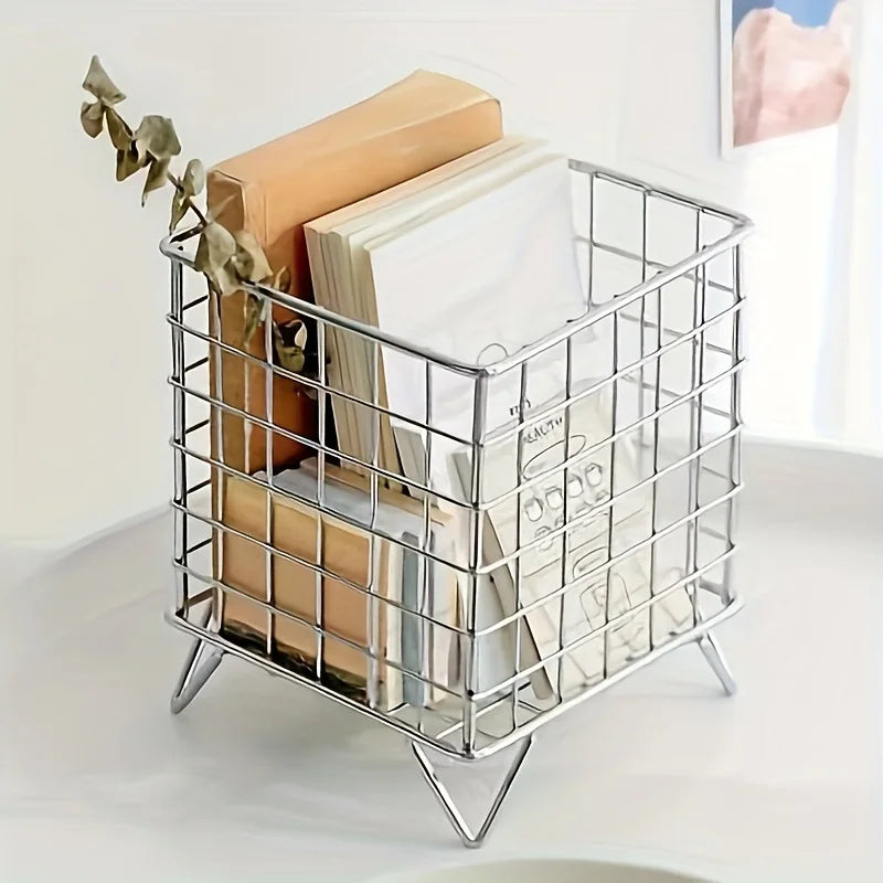 Metal Office Desk Storage Basket — Multi-Functional Shelf & Organizer Basket