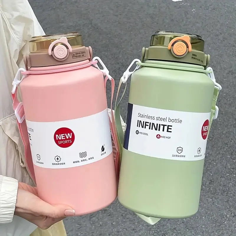 2L/67.63oz SS Insulated Sports Tumbler with Handle & Straw – BPA-Free, Boiling Water Safe, Ice-Keeping, 4 Colors