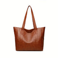 Vintage Large Capacity Shoulder Bag – Plain Commuter Handbag for Women