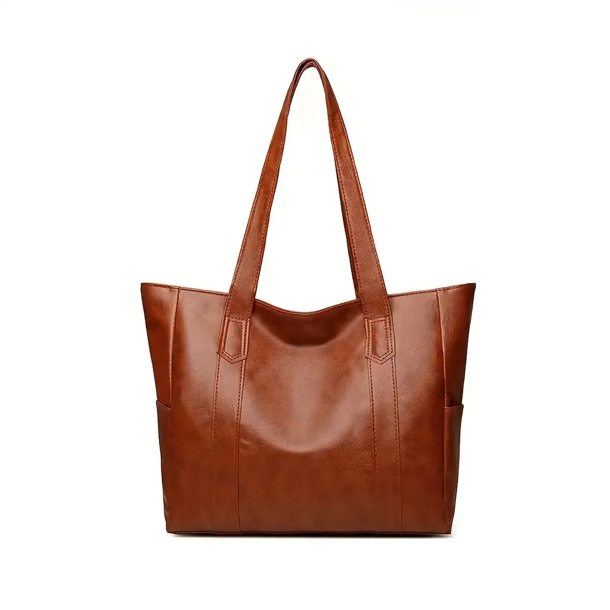 Vintage Large Capacity Shoulder Bag – Plain Commuter Handbag for Women