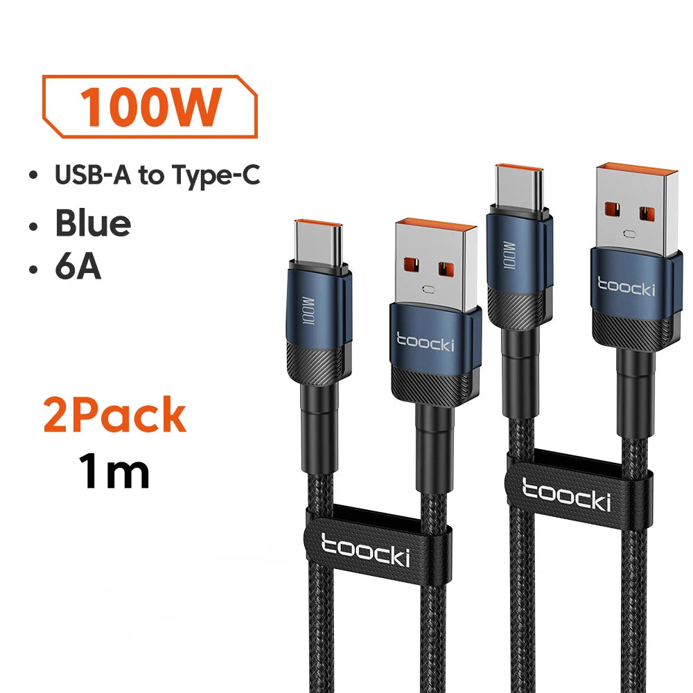 6A Speed. Braided Strength. Every Length. — Toocki USB-A to USB-C 6A 100W Fast Charging Cable | 0.25m to 3m, Huawei, Xiaomi, Samsung, OnePlus, 4 Colors