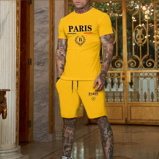 Men's Short Sleeve T-Shirt & Split Shorts Set – Fashion Jogging Casual Sport 2-Piece