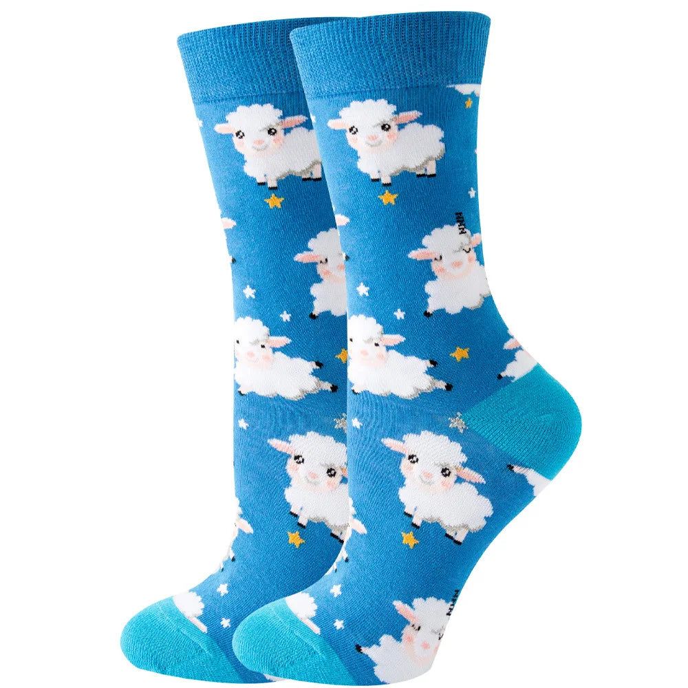 Women's Animal Print Socks – Cotton-Blend Crew