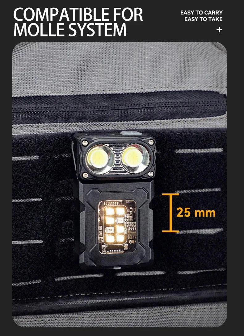 Tactical EDC Work Light – 1200 Lumen, 8-Speed COB+LED, Type-C, Tail Magnet, Pen Clip, MOLLE Compatible