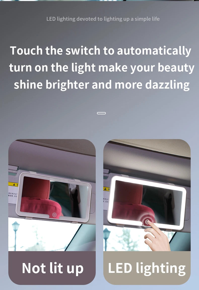 LED Car Sun Visor Vanity Mirror — Rechargeable HD Makeup Mirror