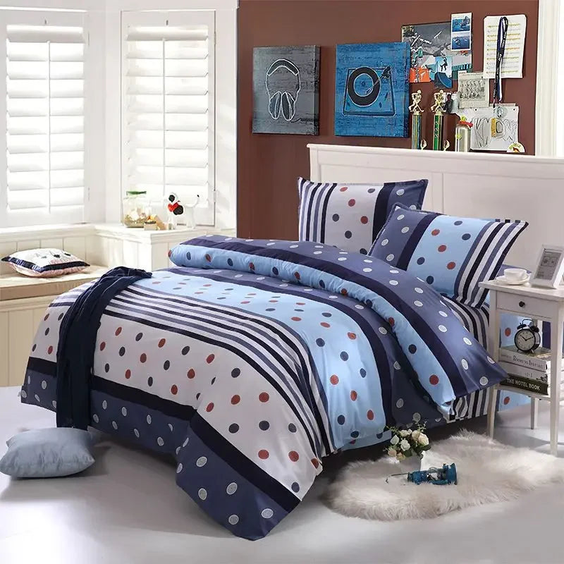 Plaid Print Duvet Cover – Lightweight Polyester-Cotton Bedding Bag, 24 Colors & 3 Sizes
