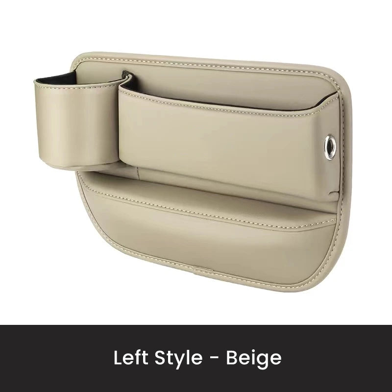 Beige car armrest organizer on a white background