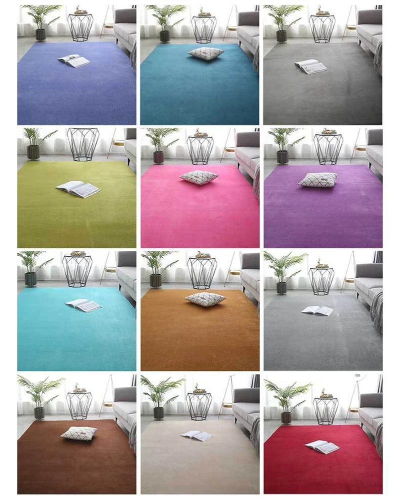 VIKAMA Solid Color Coral Velvet Rug – Soft Non-Slip Kids Play Mat & Bedroom Carpet