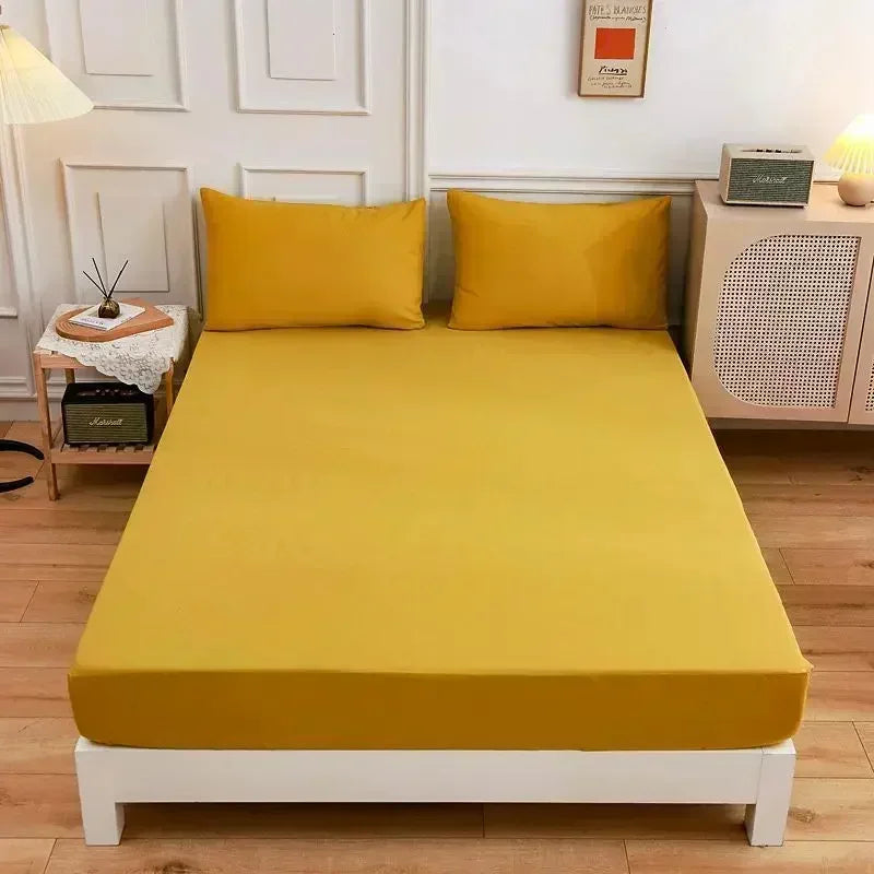 High-Quality Elastic Fitted Sheet – Solid Color Mattress Cover, 80–200cm, Single to King