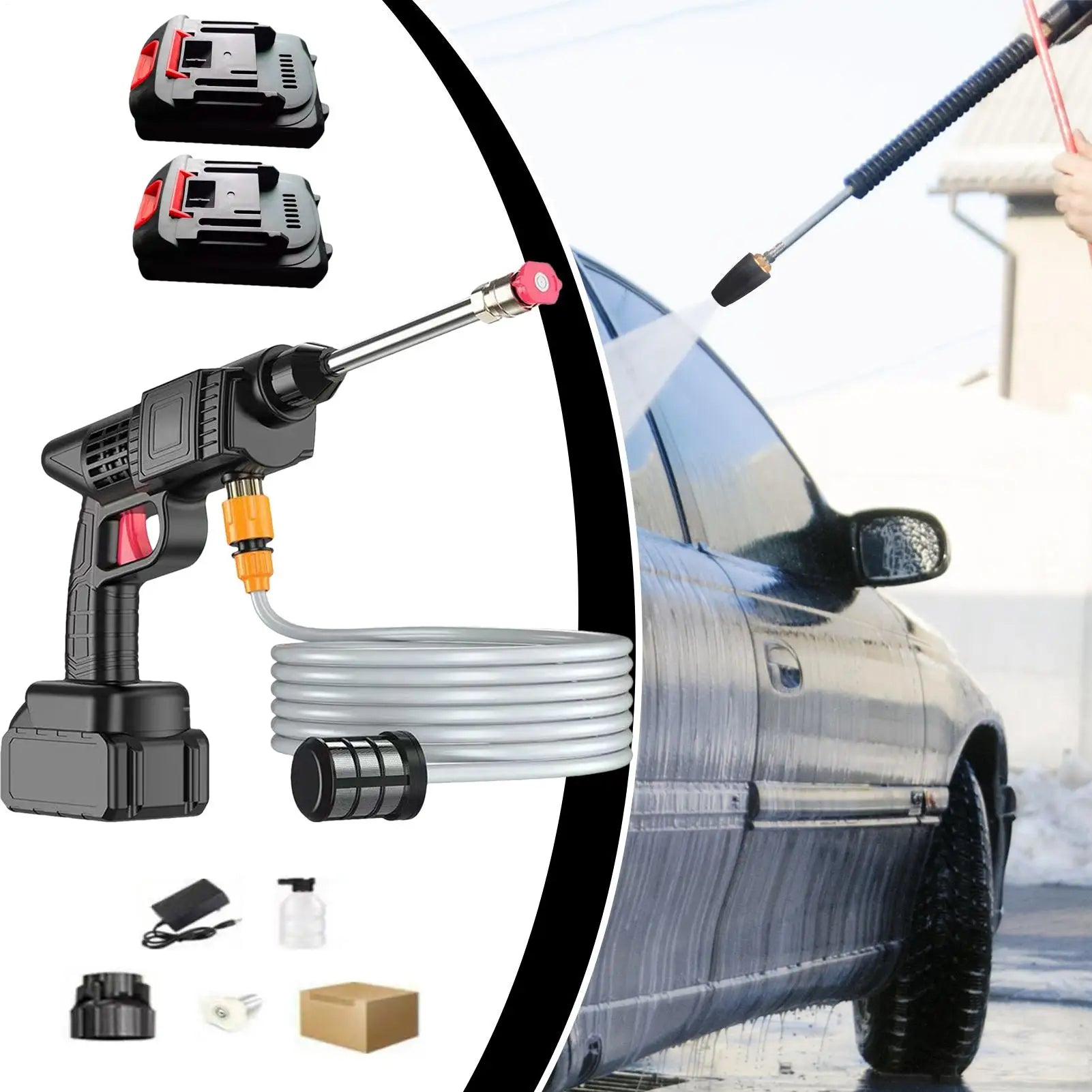 Cordless High-Pressure Washer Gun – 3-Level Pressure, 5–8m Spray Range, Car Wash & Garden Cleaning (EU Plug)
