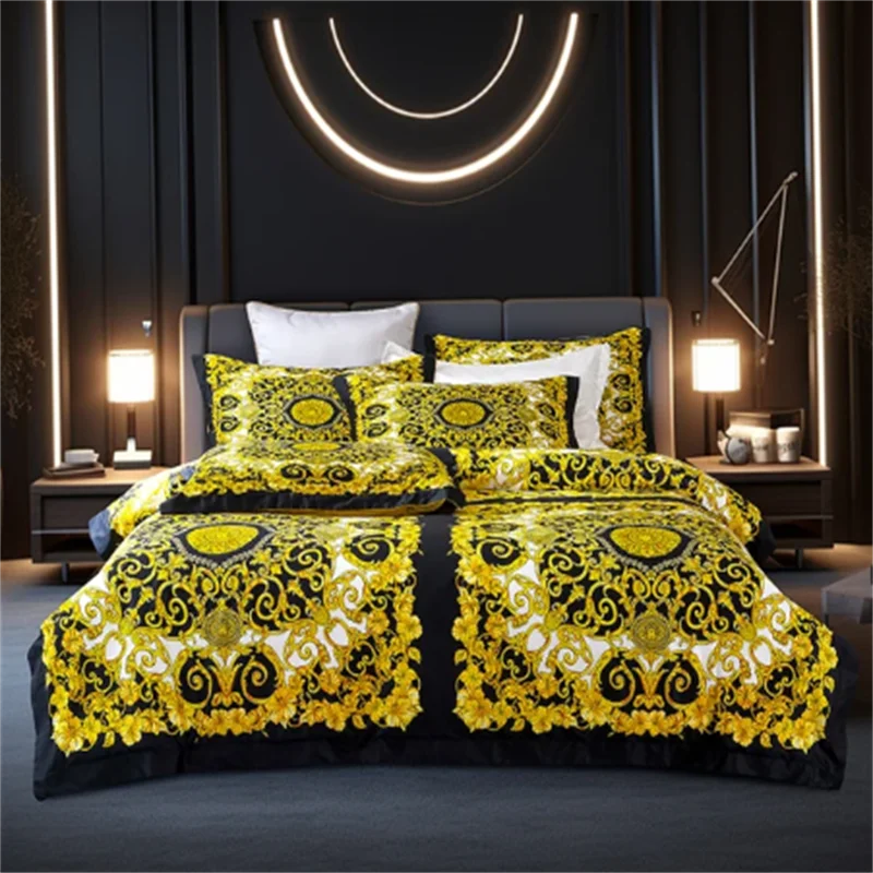 Luxury Baroque Bedding Set – Digital Print Queen & King Duvet Cover with Pillowcases