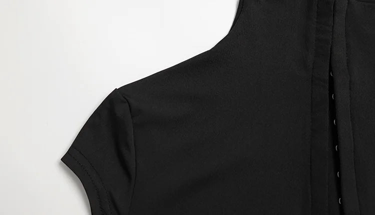 Metal Buckle Sheath Dress — Short Sleeve O-Neck Bodycon Evening Dress