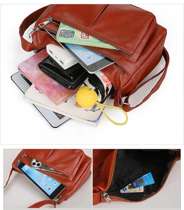 Korean Soft Leather Crossbody Shoulder Bag – Luxury Designer Tote for Women