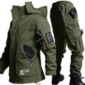Men's Velvet Thickened Windproof Waterproof Outdoor Jacket & Pants Set – Warm Winter Work Suit