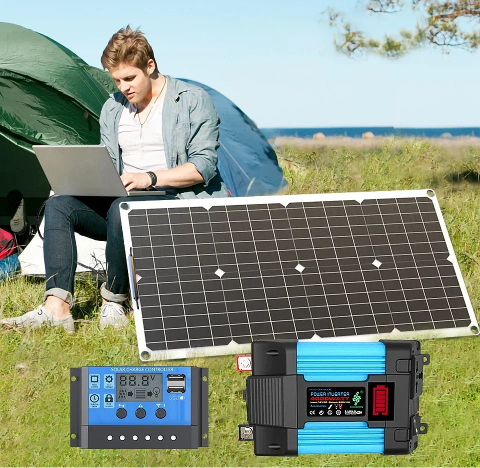 4000W Solar Panel Kit – 12V to 110V/220V with 6000W Inverter & 12V Battery Charging for Home, RV & Emergency