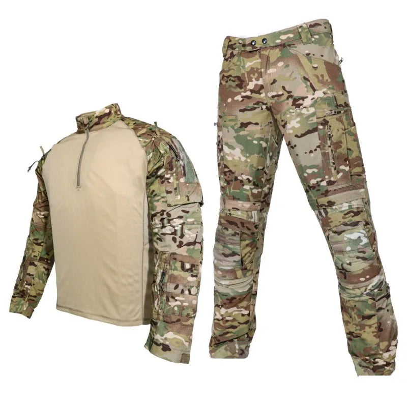 Men's Tactical Frog Suit Uniform Shirt & Cargo Pants 2-Piece Outdoor Set