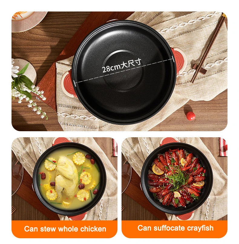 DMWD 3L Multifunctional Electric Cooking Pot – Non-Stick Hot Pot, Rice Cooker, Noodle & Soup Steamer