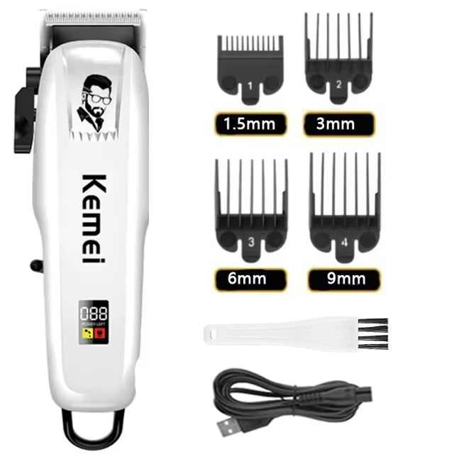 Kemei PG809A Professional Hair Clipper – Rechargeable Cordless Grooming Kit with LCD Display