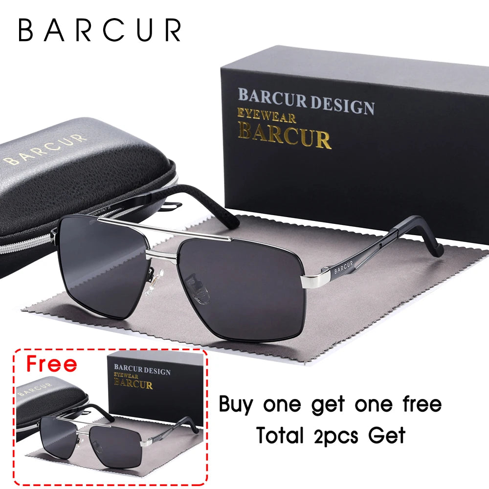 BARCUR Pilot Style Metal Frame Sunglasses | HD Polarized Mirror UV400 for Men & Women