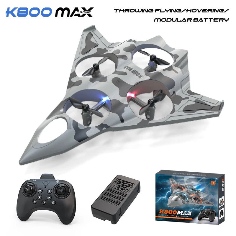 K500 MAX RC Fighter Plane Stunt Glider – 2.4G 360° Roll EPP Foam Airplane with LED for Kids & Beginners