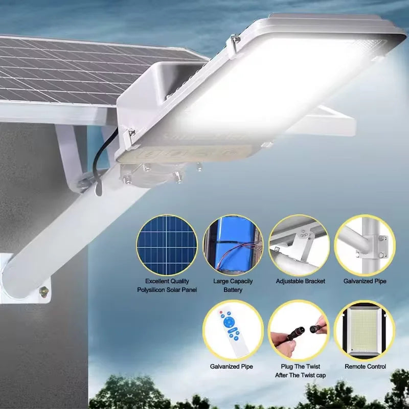 300W Solar Street Light – 8000mAh, IP65 Waterproof, Remote Control for Garage, Garden & Terrace