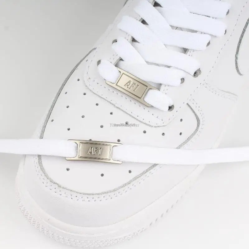 AF1 Shoelaces Combination Set — White Flat Laces & Shoe Decoration for Air Force One Sneakers