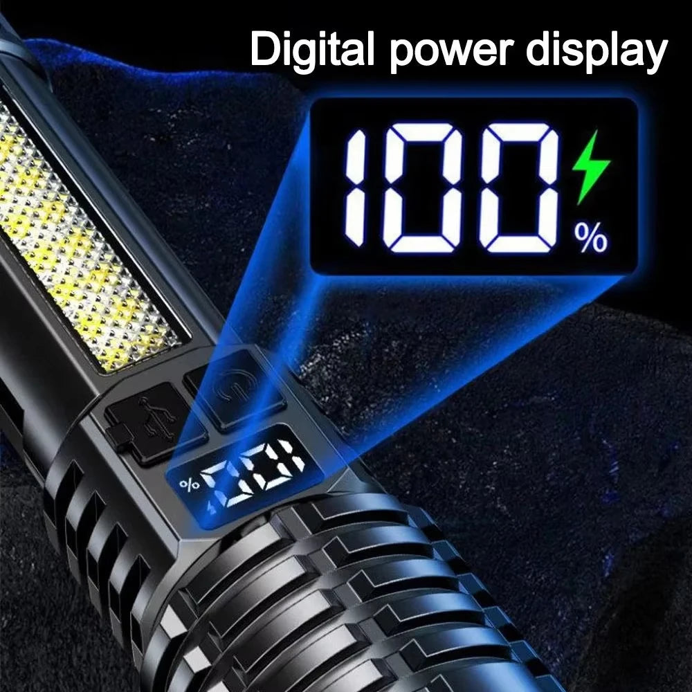 100000LM Super Bright Rechargeable LED Flashlight – Long Range Waterproof Camping Torch